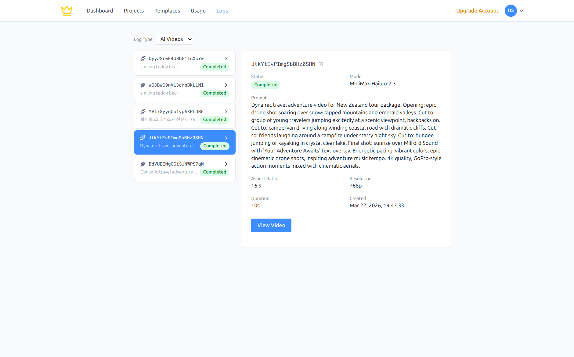 AI Video Logs